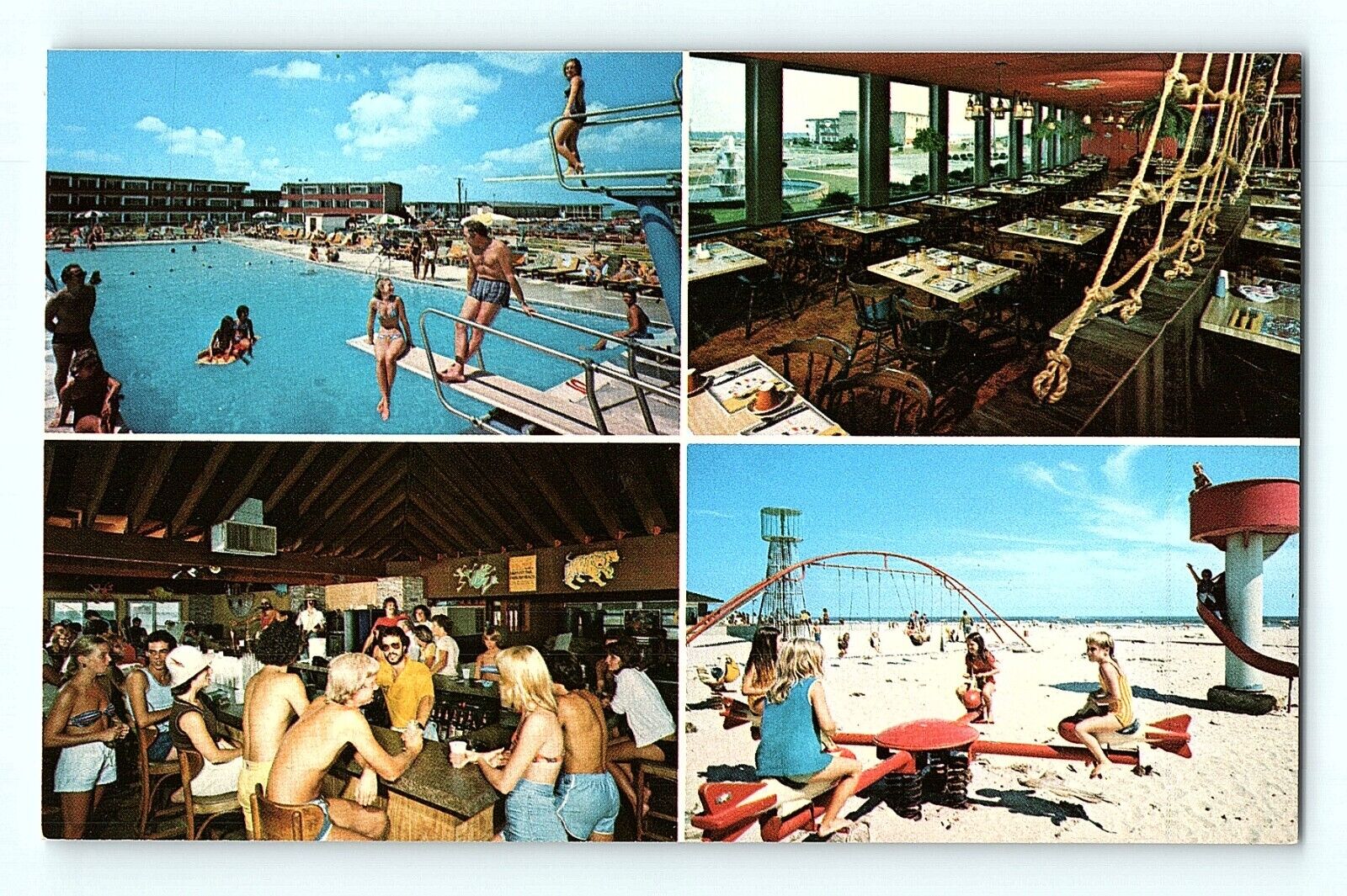 Diamond Beach Resort Bar Lounge Pool Restaurant Teeter Totter Plygrn Postcard E8