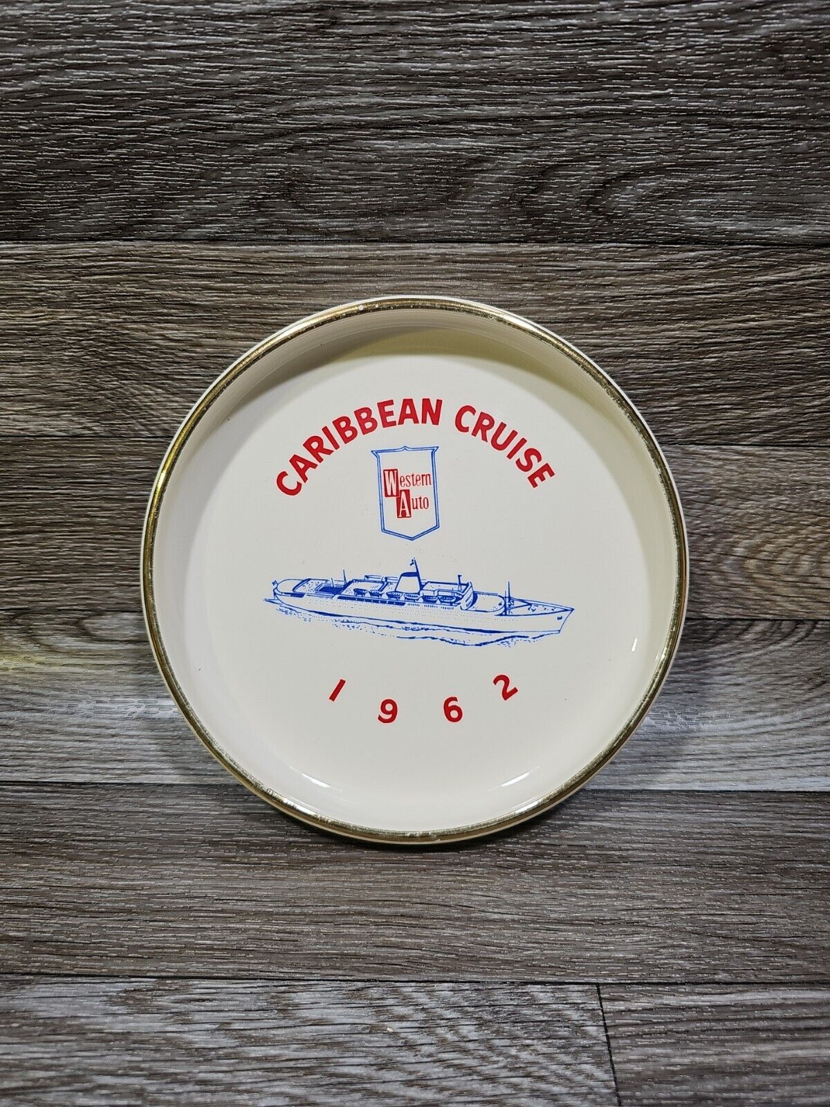 Vtg 1962 Caribbean Cruise Western Auto Plate Dish Ashtray 6.75\