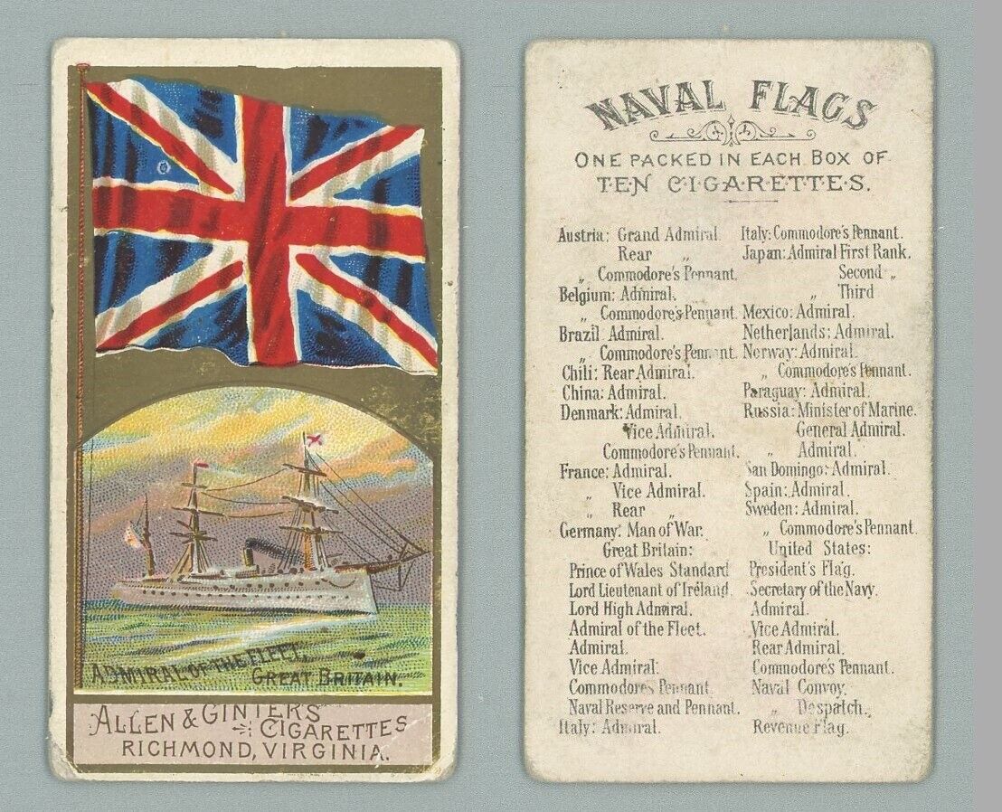 1886 N17 Allen & Ginter Naval Flags \