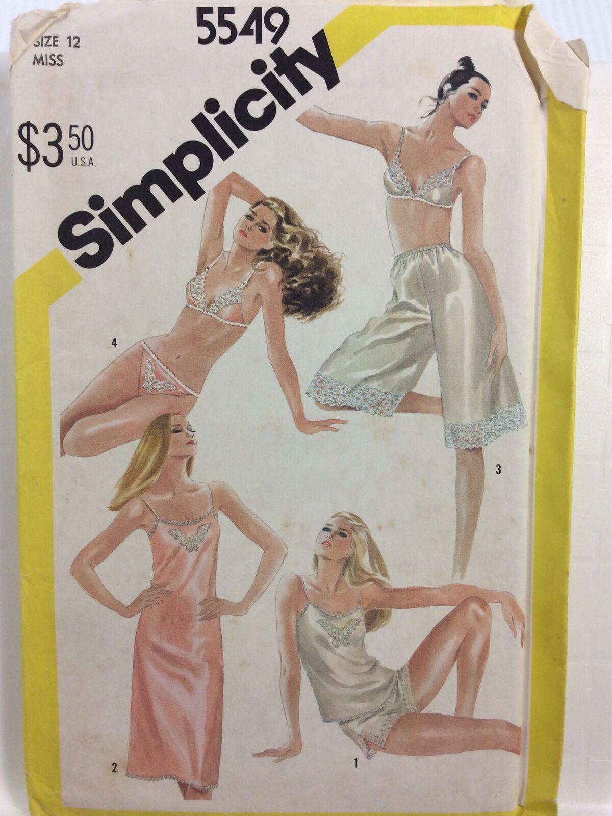 1982 Simplicity 5549 VTG Sewing Pattern Uncut Women Slip Camisole Bra Size 12