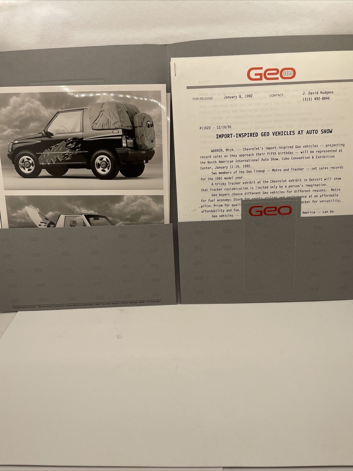 1991 Geo Auto Show Press Kit
