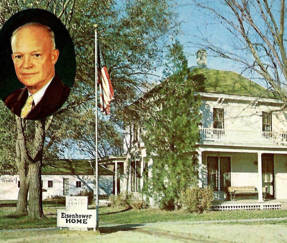 Vintage Chrome Postcard American Boyhood Home of President Dwight D Eisenhower