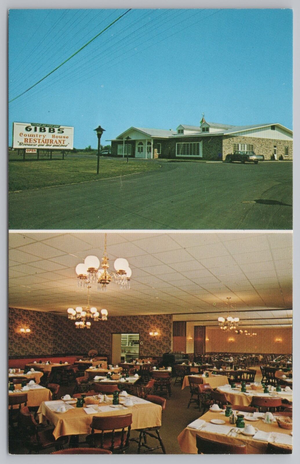 Roadside~Gibbs Country House Restaurant Scottville Michigan~Vintage Postcard