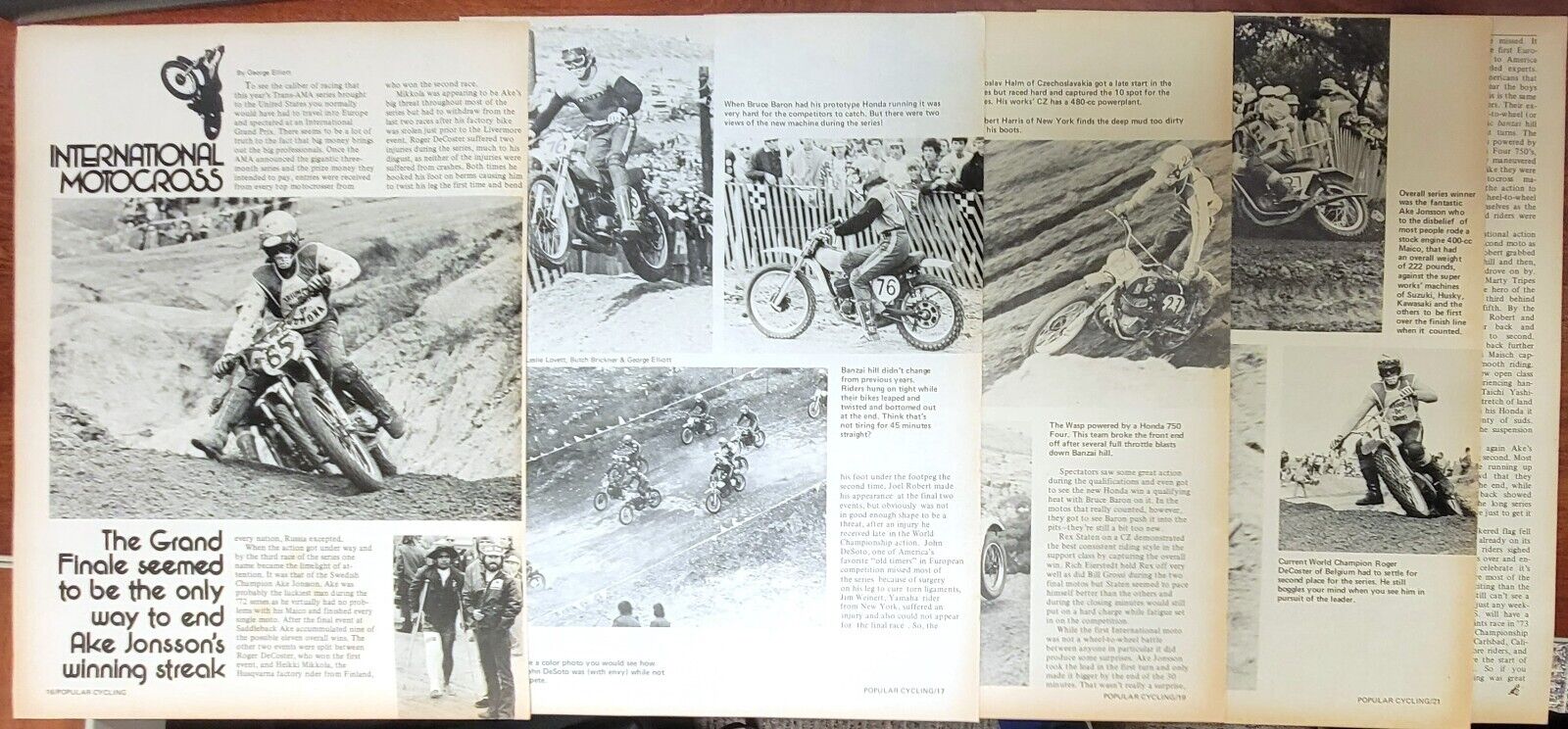 1973 7p International Motocross Motorcycle Print Article Decoster Mikkola Robert