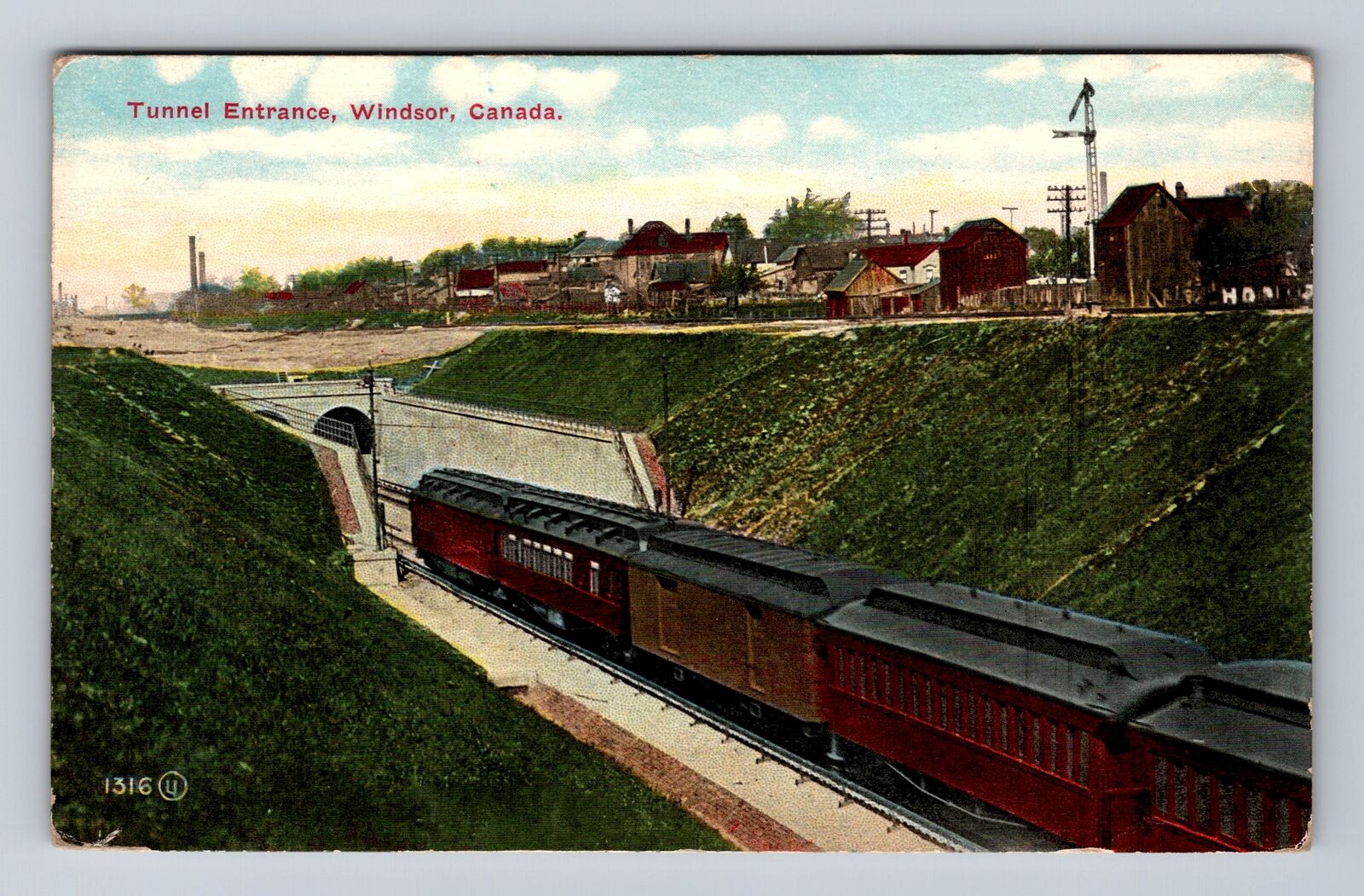 Windsor ON-Ontario Canada RPPC, Tunnel Entrance, Antique, Vintage Postcard