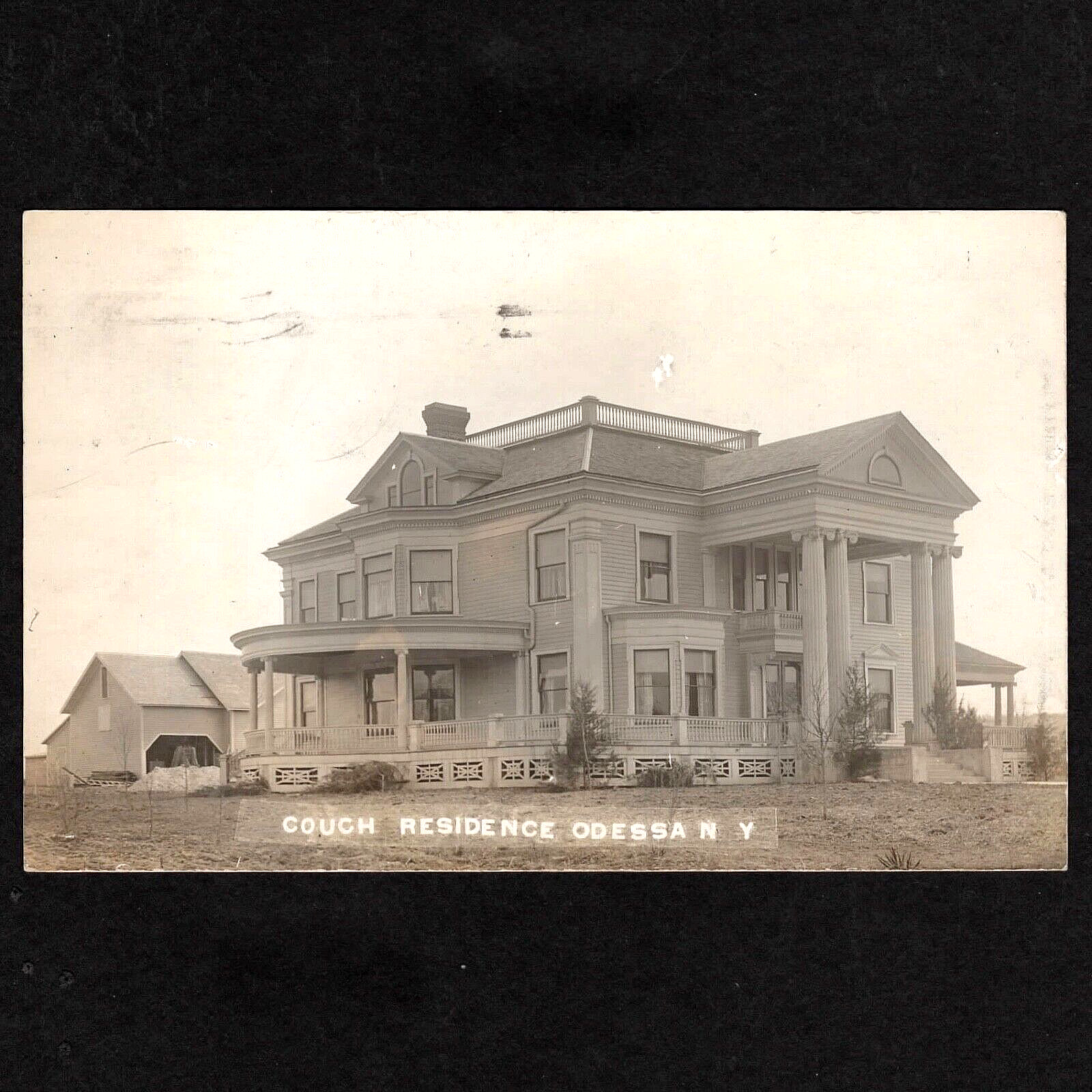 RPPC NY Odessa, New York: ca. 1909 CROUCH RESIDENCE; Mailed From Watkins NY
