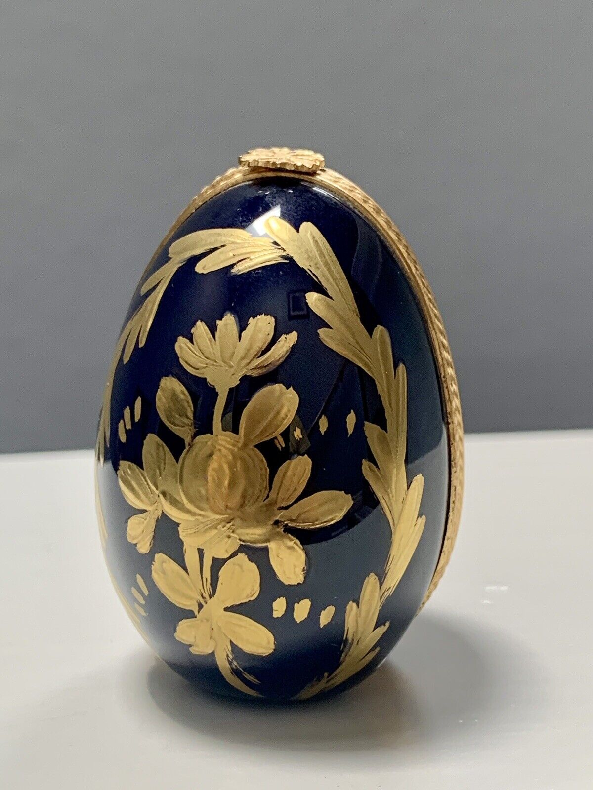 Cobalt Blue&Gold Egg Limoges France La Gloriette Small Perfume Bottle Inside