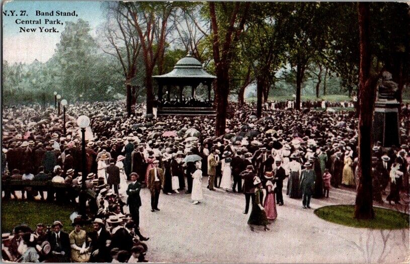 Postcard Band Stand Central Park New York City NY New York c.1907-1915     K-394