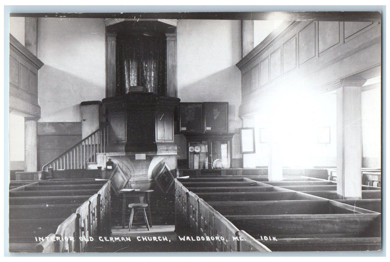 c1950's Interior Old German Church Waldoboro Maine ME Photo RPPC Postcard