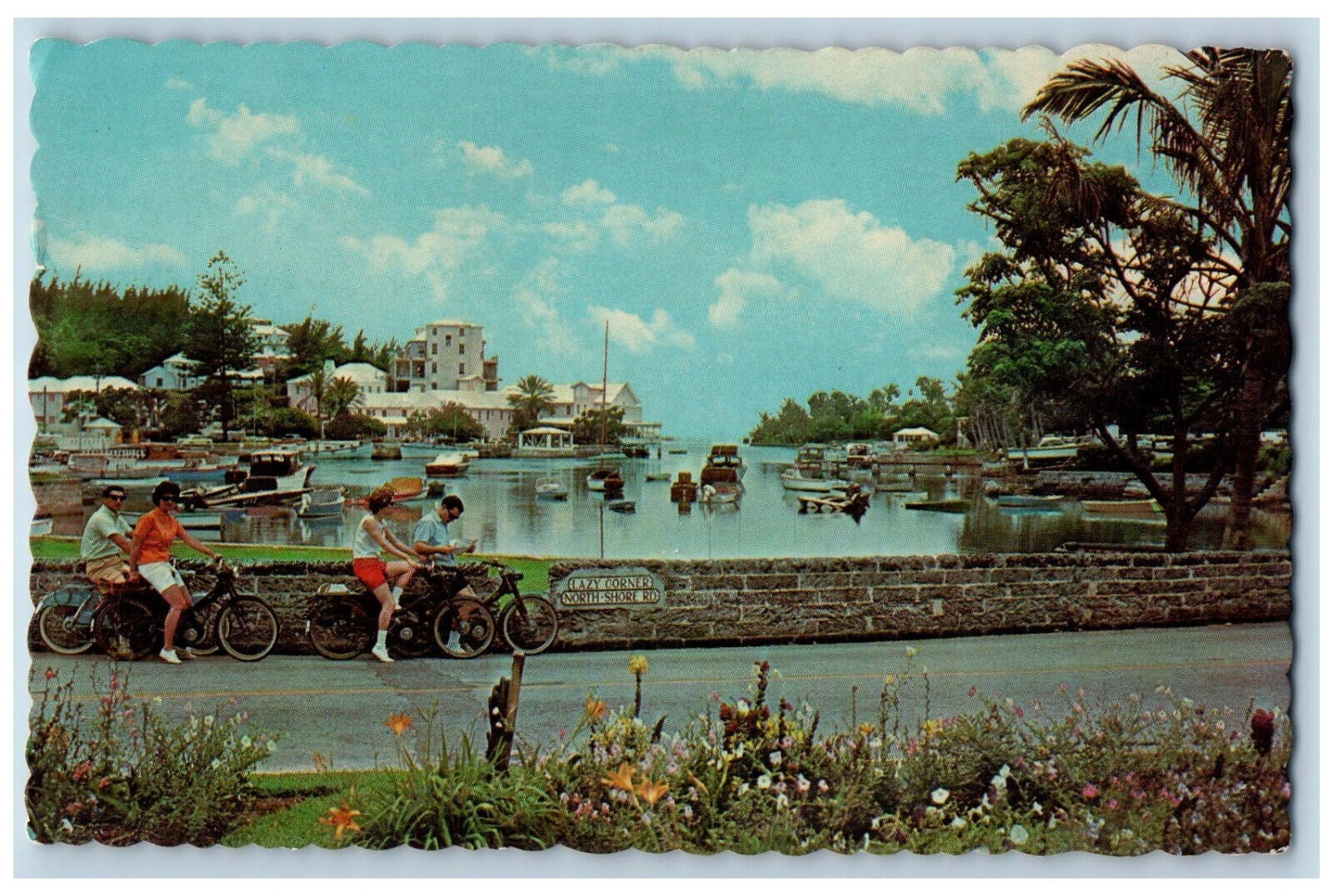 Bermuda Postcard Flatts Inlet Village from Lazy Corner and North Shore Road 1965