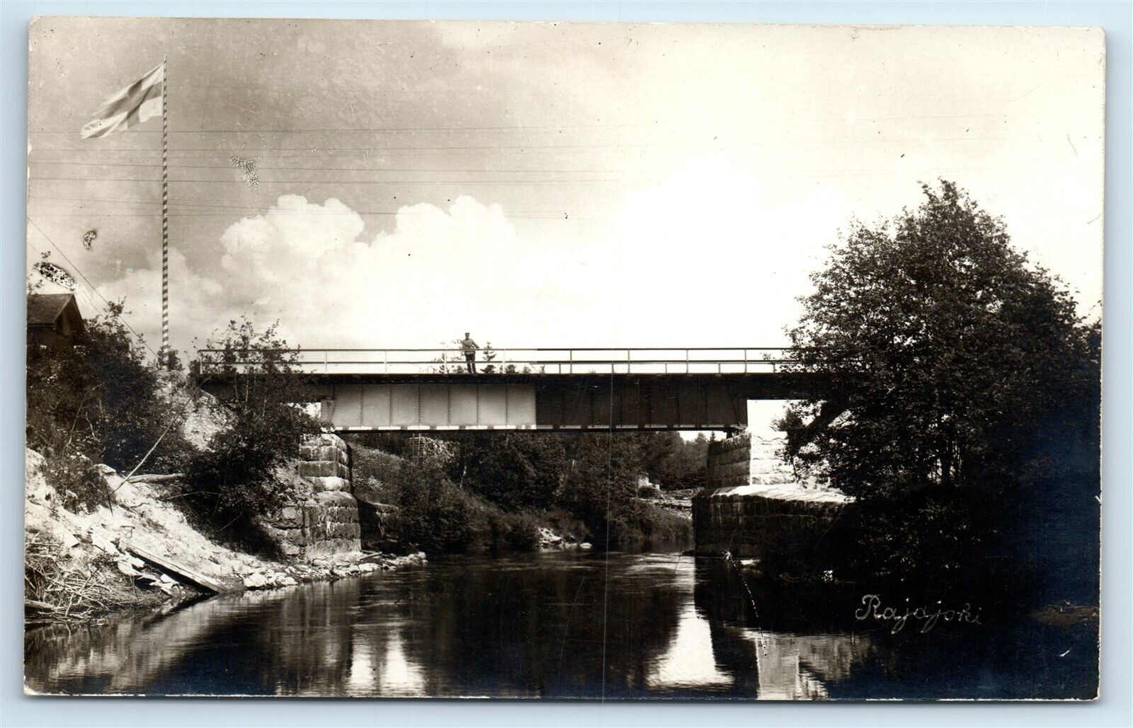 Postcard Rajajoki River Border Bridge, Finland & Russia (blank back) RPPC H167