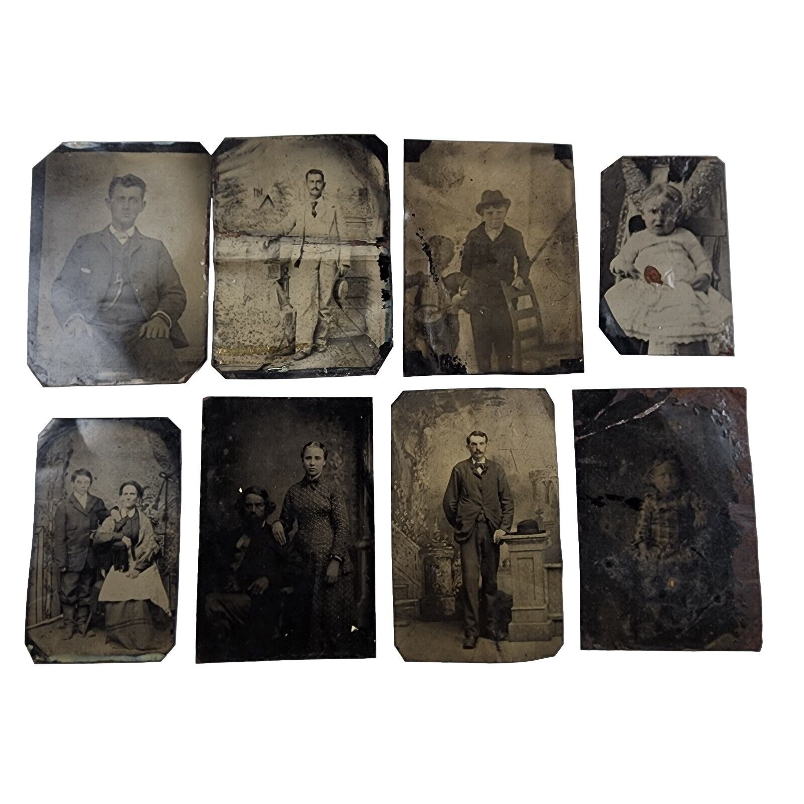 Antique TinType Lot of 8 Miscellaneous Photo late 1800s
