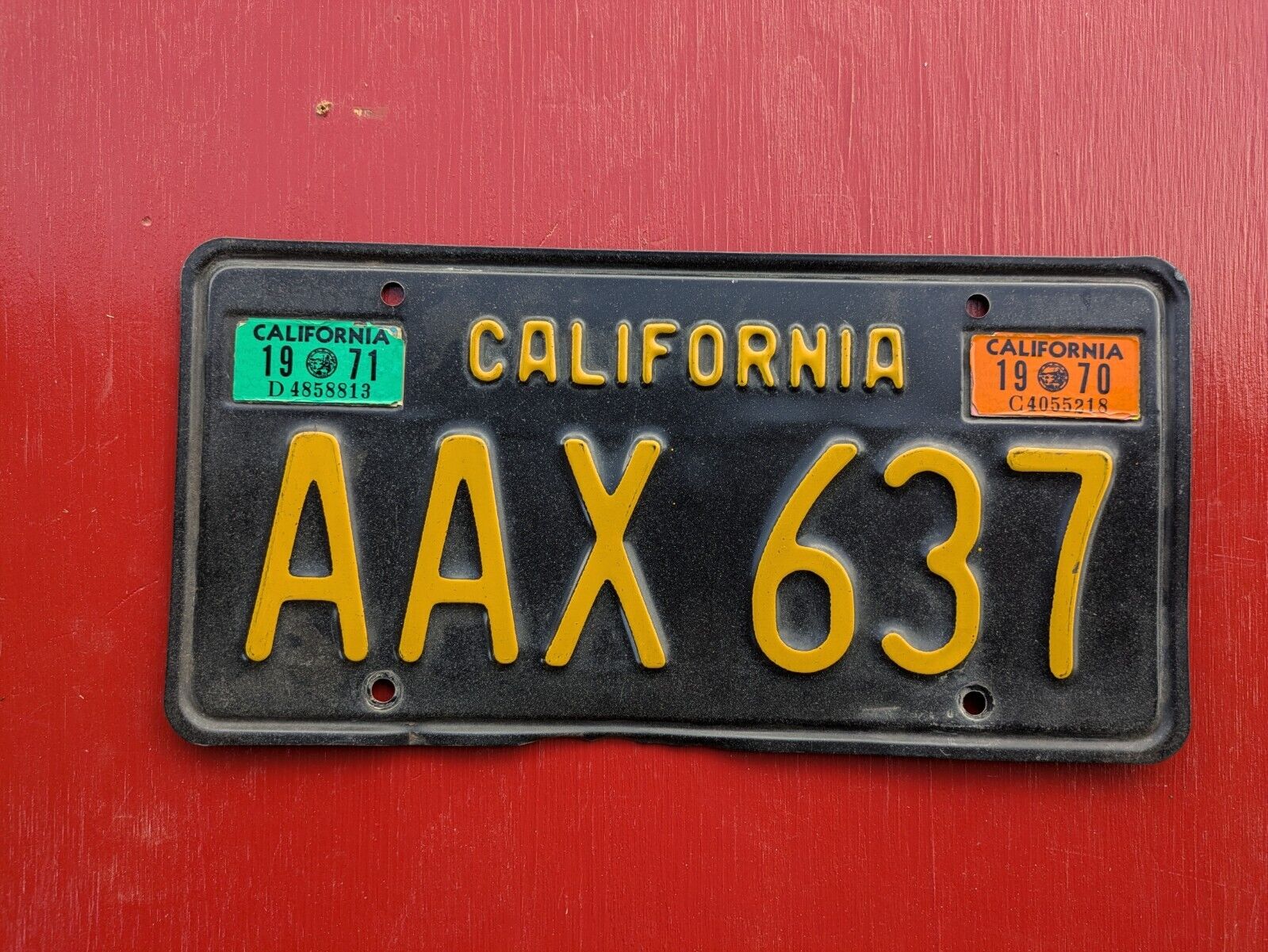1970/71 California license plate AAX 637