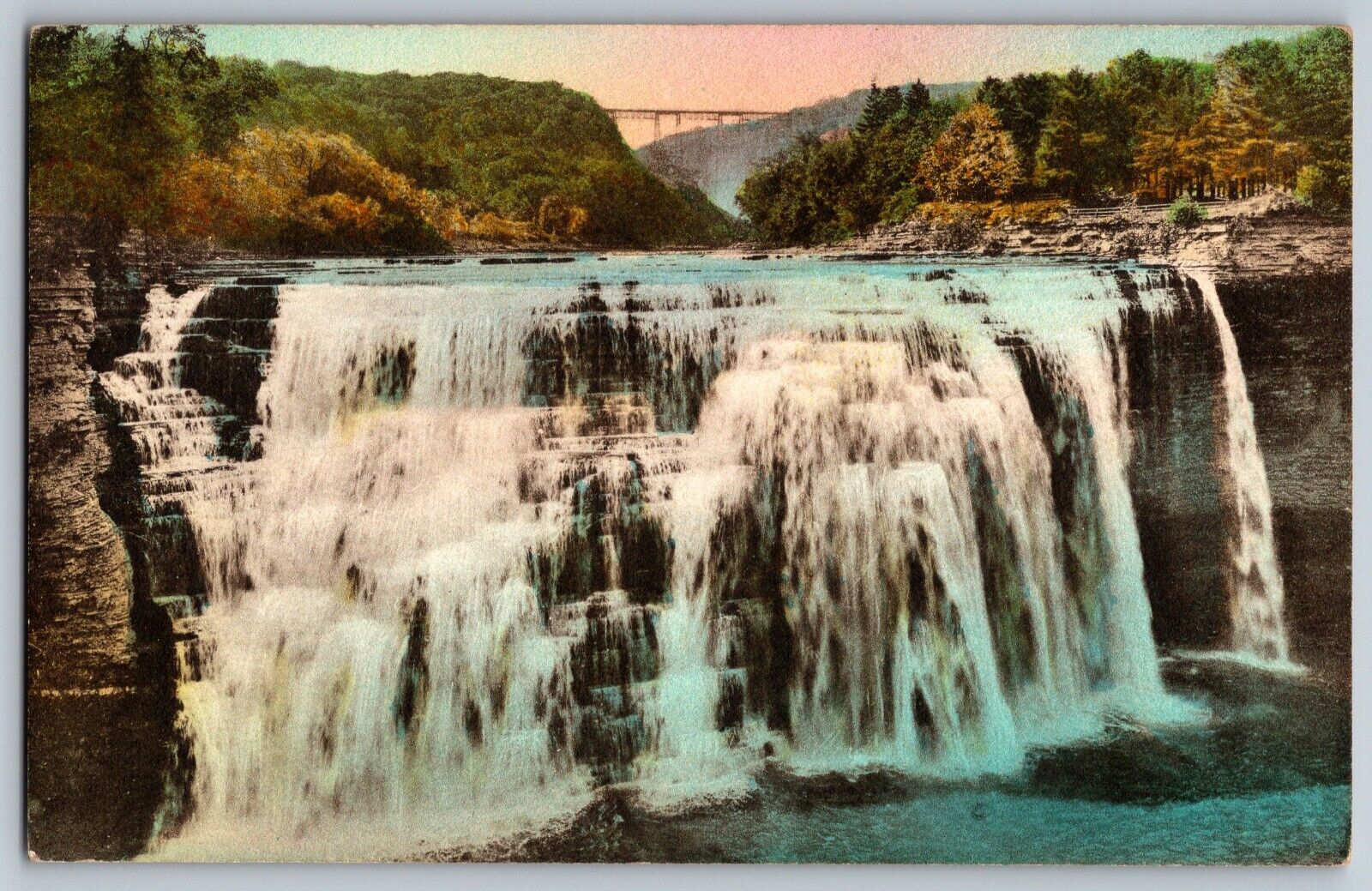 New York NY - Middle Falls at Letchworth State Park - Vintage Postcards