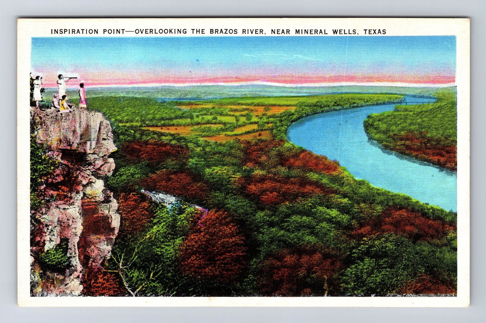 Mineral Wells TX-Texas, Inspiration Point, Brazos River, Vintage Postcard