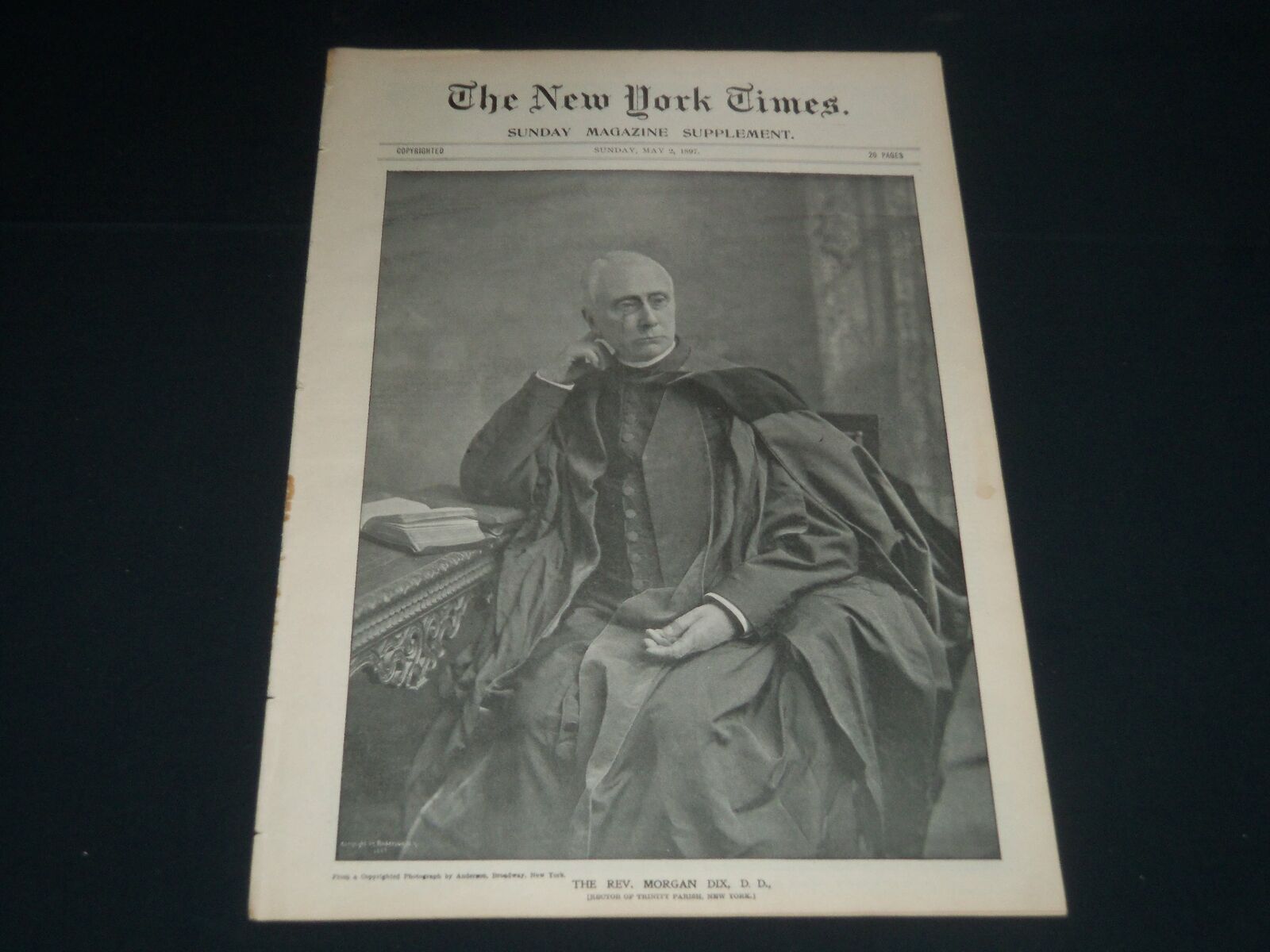 1897 MAY 2 NEW YORK TIMES ILLUSTRATED MAGAZINE - REV. MORGAN DIX - NP 3859