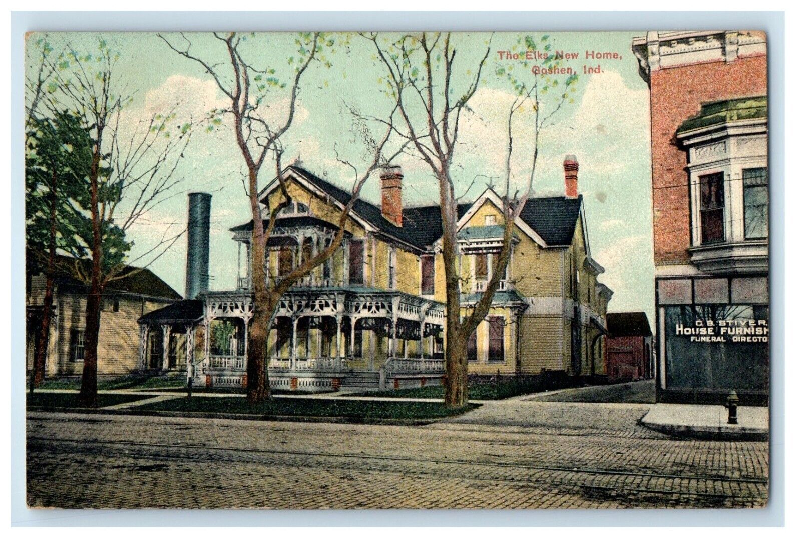 1908 The Elks Home Street View Goshen Indiana IN Posted Antique Postcard