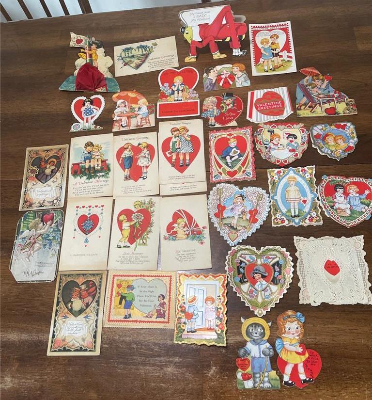Lot of 33 Vintage Collectible Valentine Cards