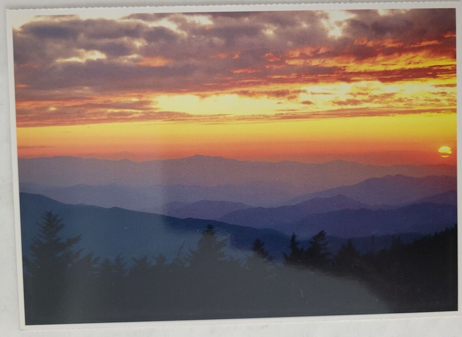 Sunset Great Smoky Mountains National Park Tennessee Postcard 4X6 Unposted