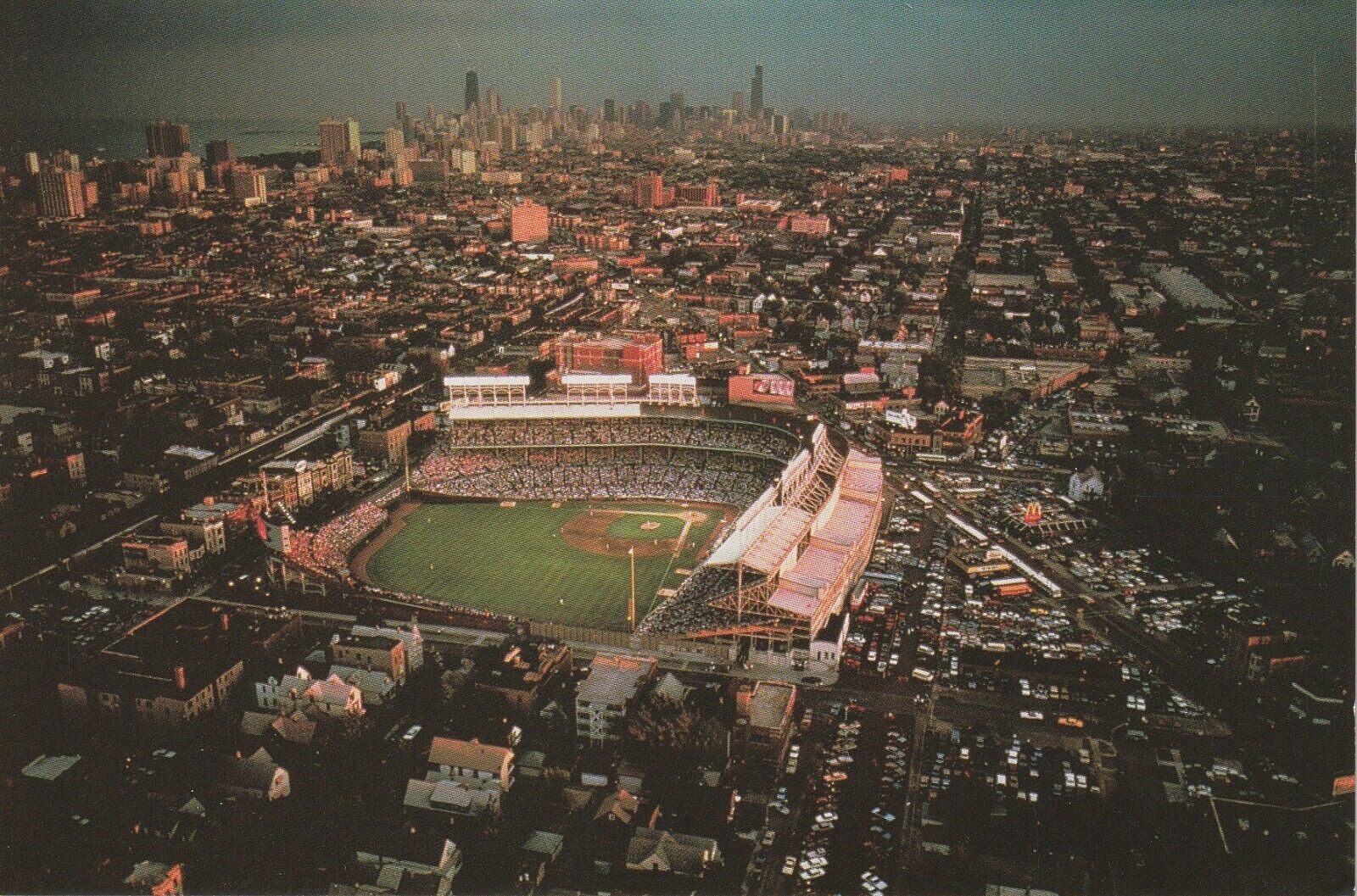 Tough to Find Aerial View - Chicago Cubs Wrigley Field Baseball Stadium Postcard