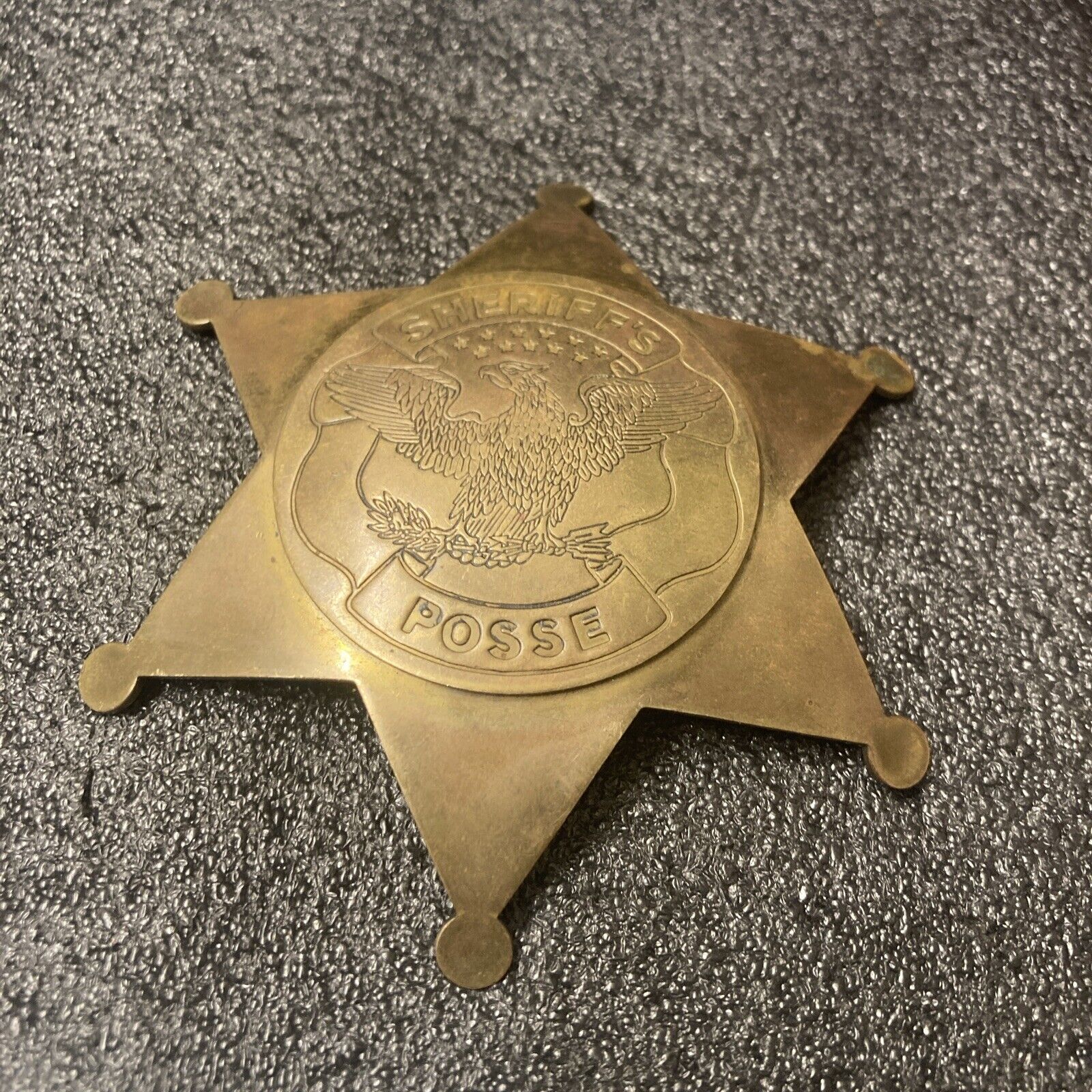 USED Vintage Sheriff Posse 6 Point Bronze Star w/Eagle. Nice Weighs 1.8oz LOOK