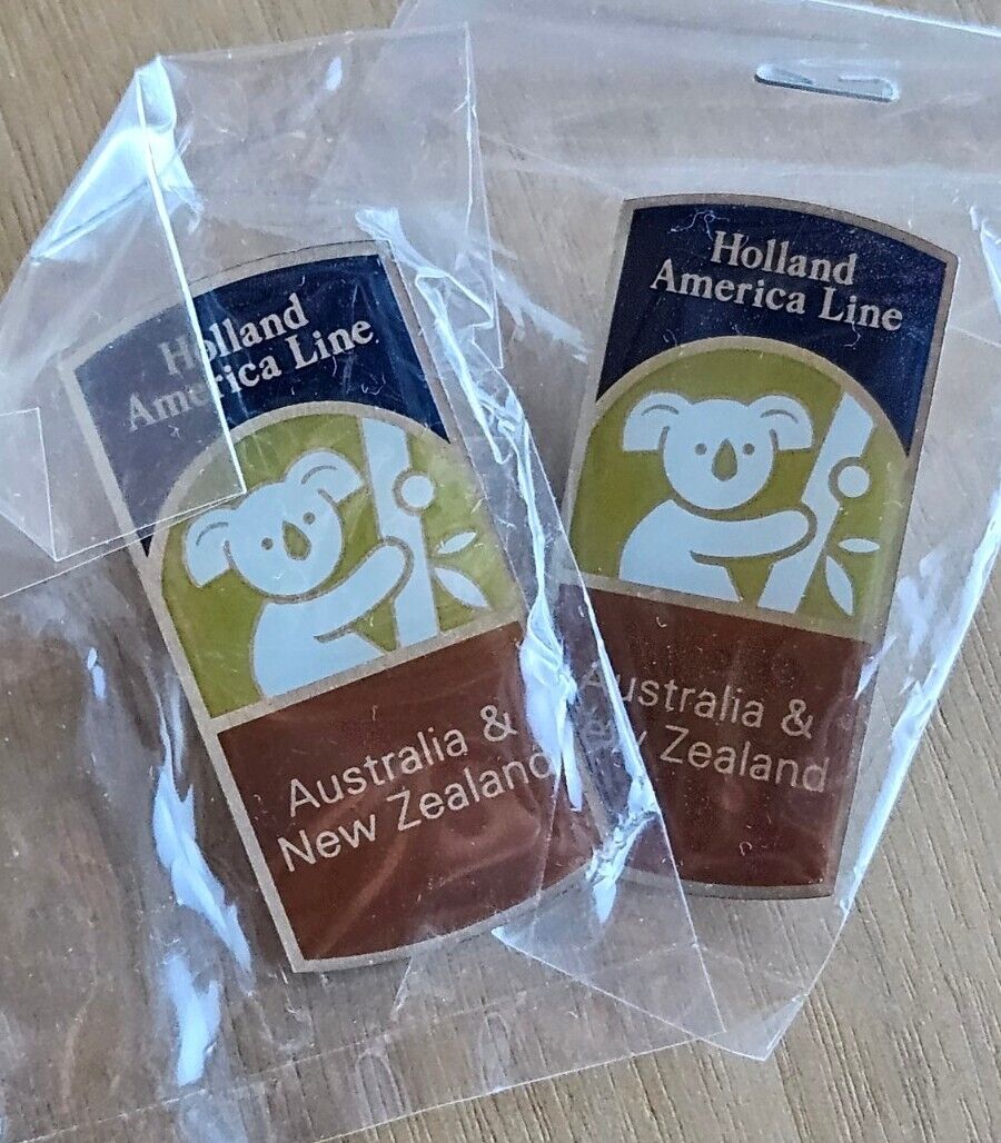 2 Holland America Line Souvenir Pins Australia & New Zealand with koala NEW