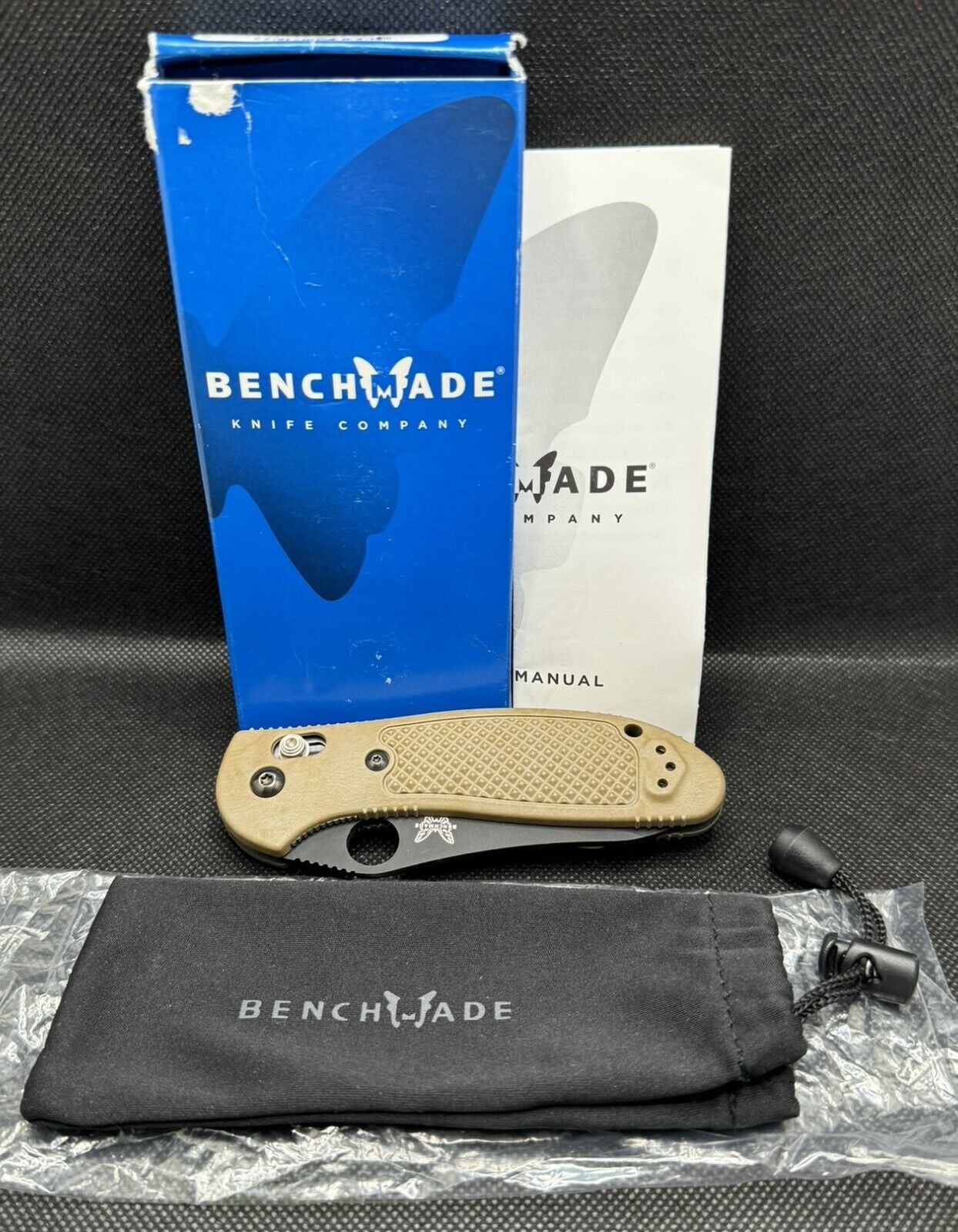BENCHMADE 550BKHG GRIPTILIAN KNIFE, 154CM Rare Military Issue with K on Blade