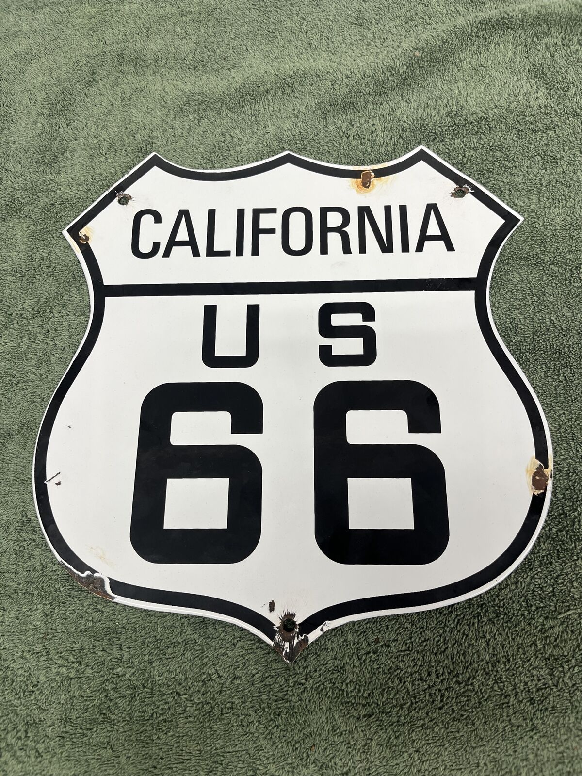 Vintage US Route 66 California Porcelain Highway State Road Original Sign
