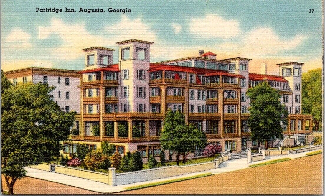 Augusta Georgia GA Partridge Inn Vintage Postcard Unposted Writing On Back 