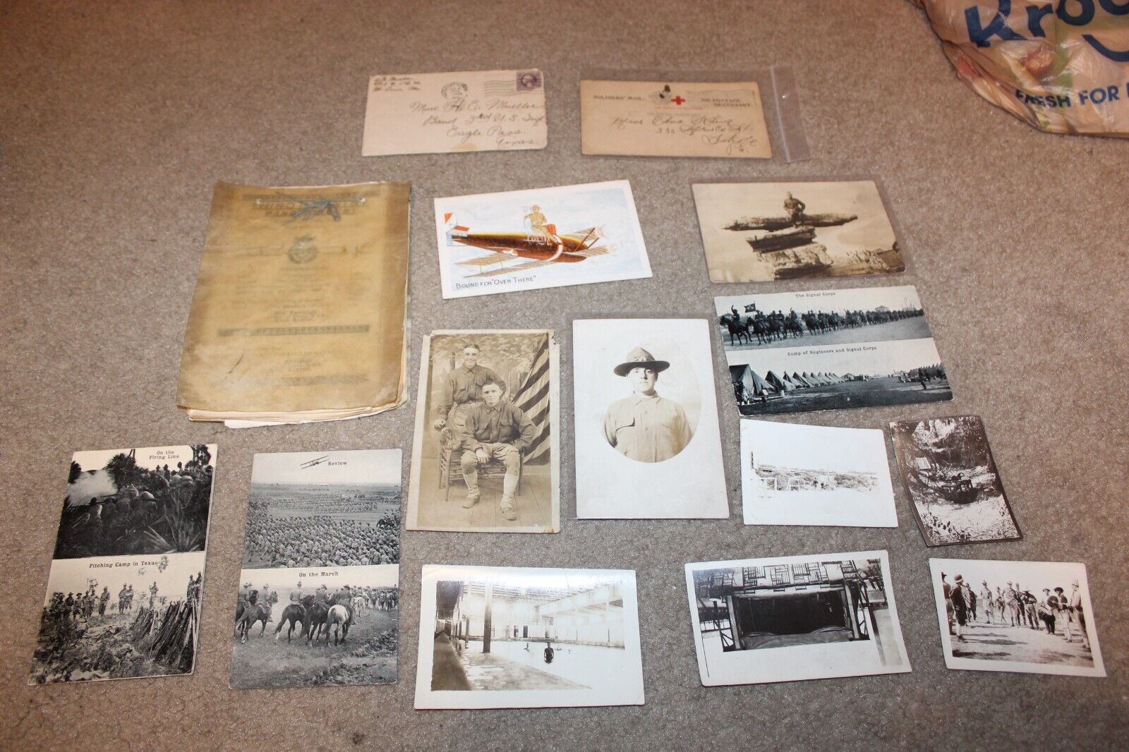 WWI postcard lot photograph mail 3rd Infrantry Band Musician Eagle Pass soldier