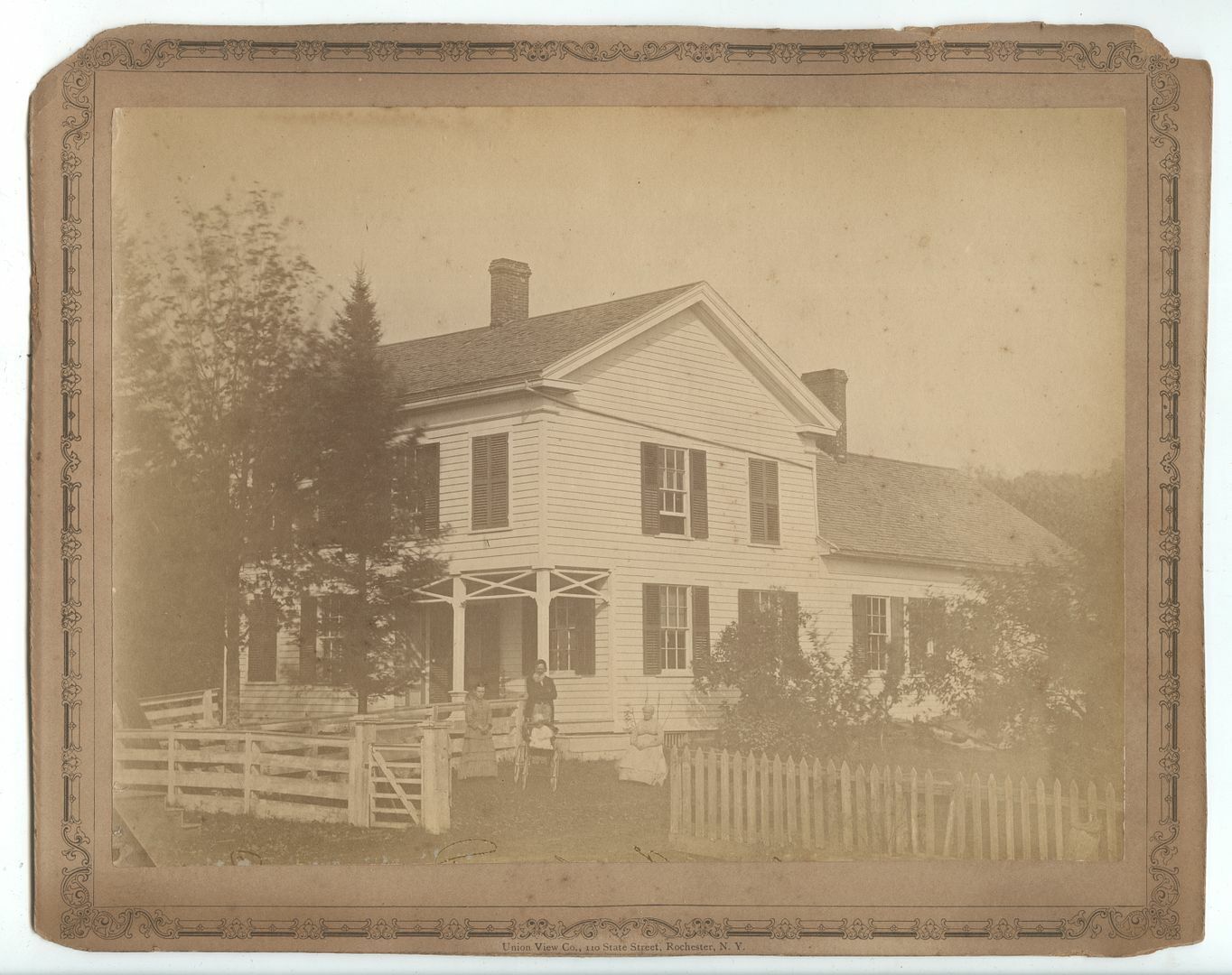 c1880 Albumen Print Rural Family in front of Home, Union View Company, Rochester