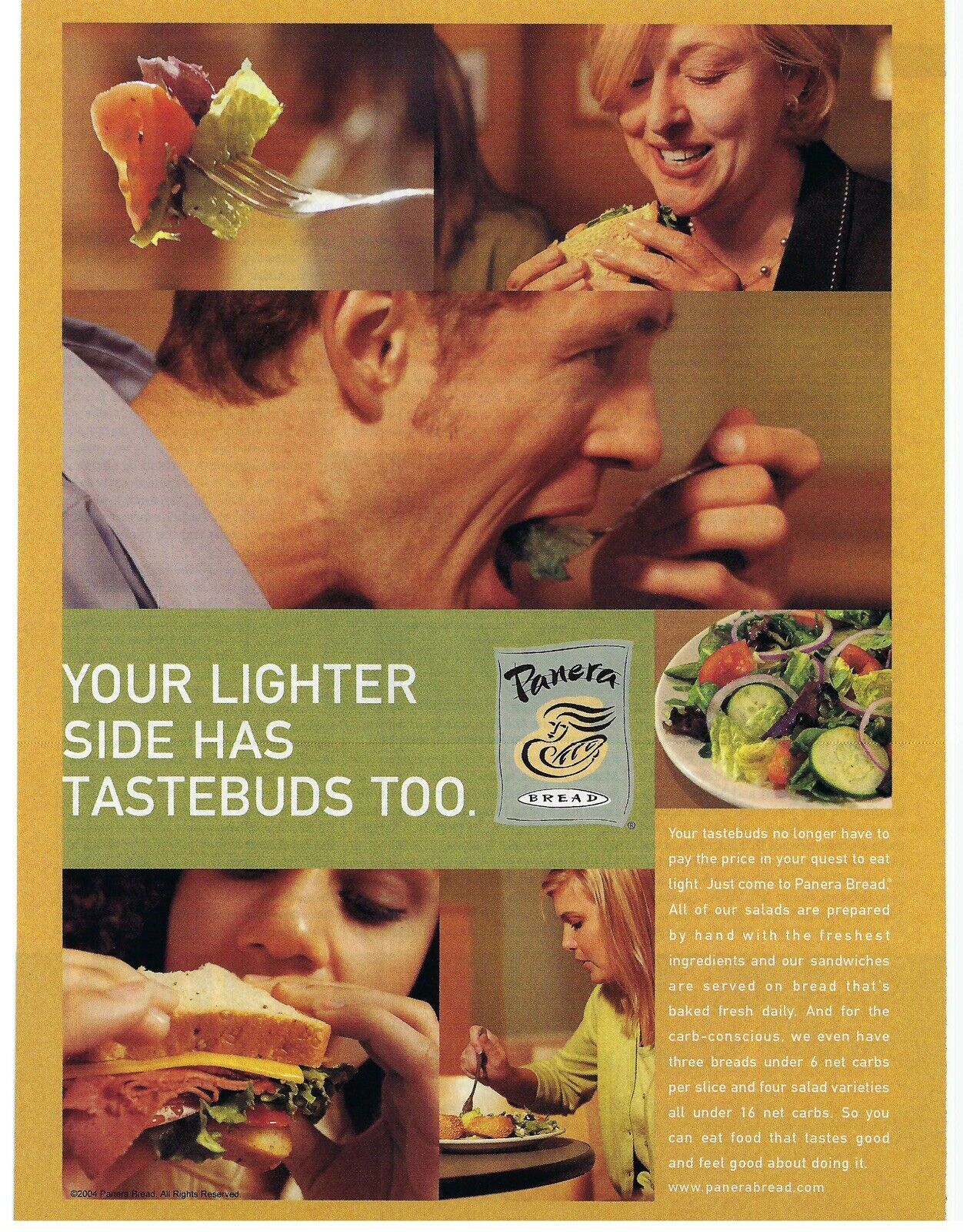 2004 Panera Bread Your Lighter Side Has Tastebuds Too Retro Print Ad/Poster