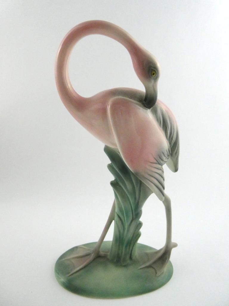 Will George Pasadena Flamingo Figurine Preening Feathers 10 Inches Mid Century