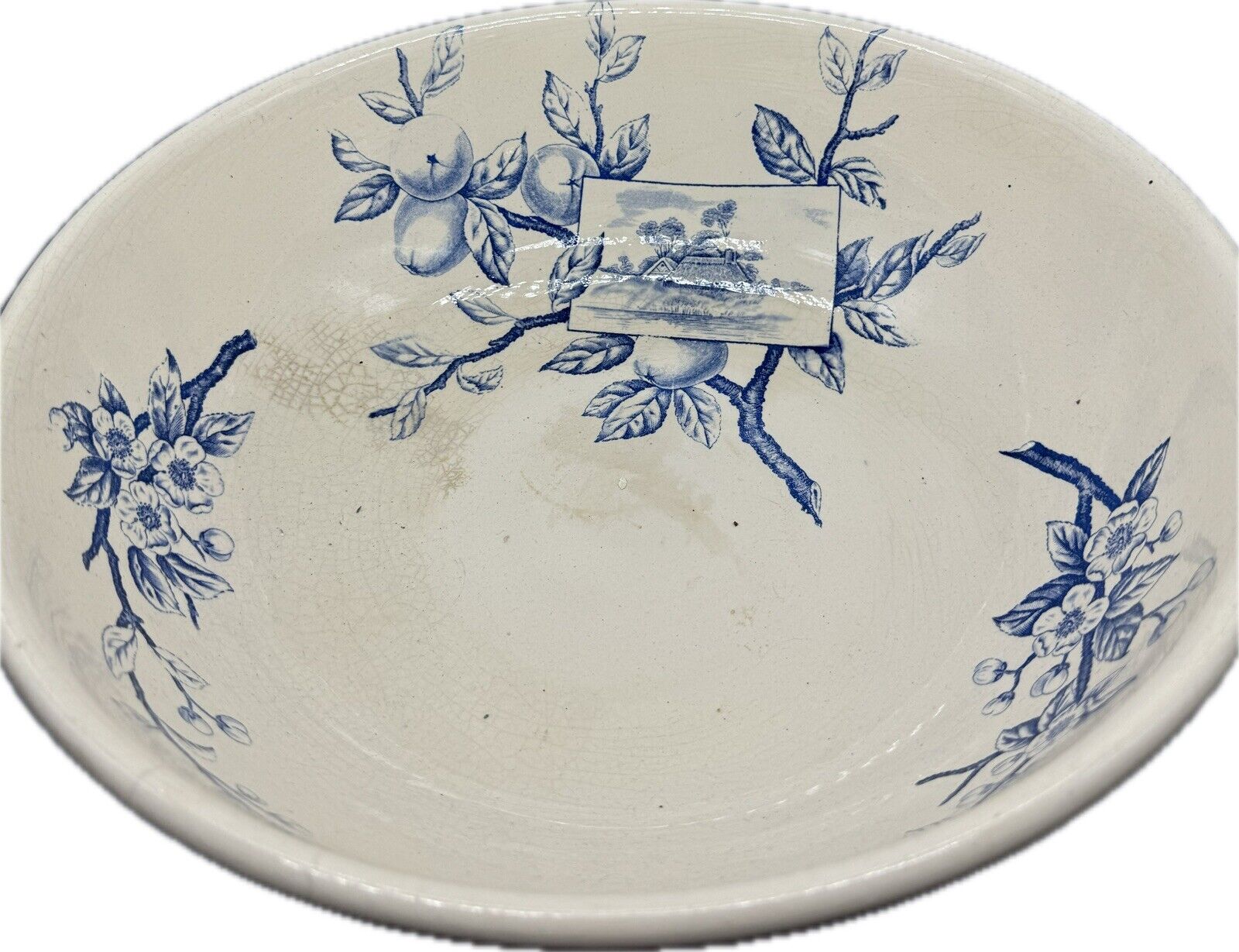 Antique England Wash Basin Bowl Blue Flower Pattern