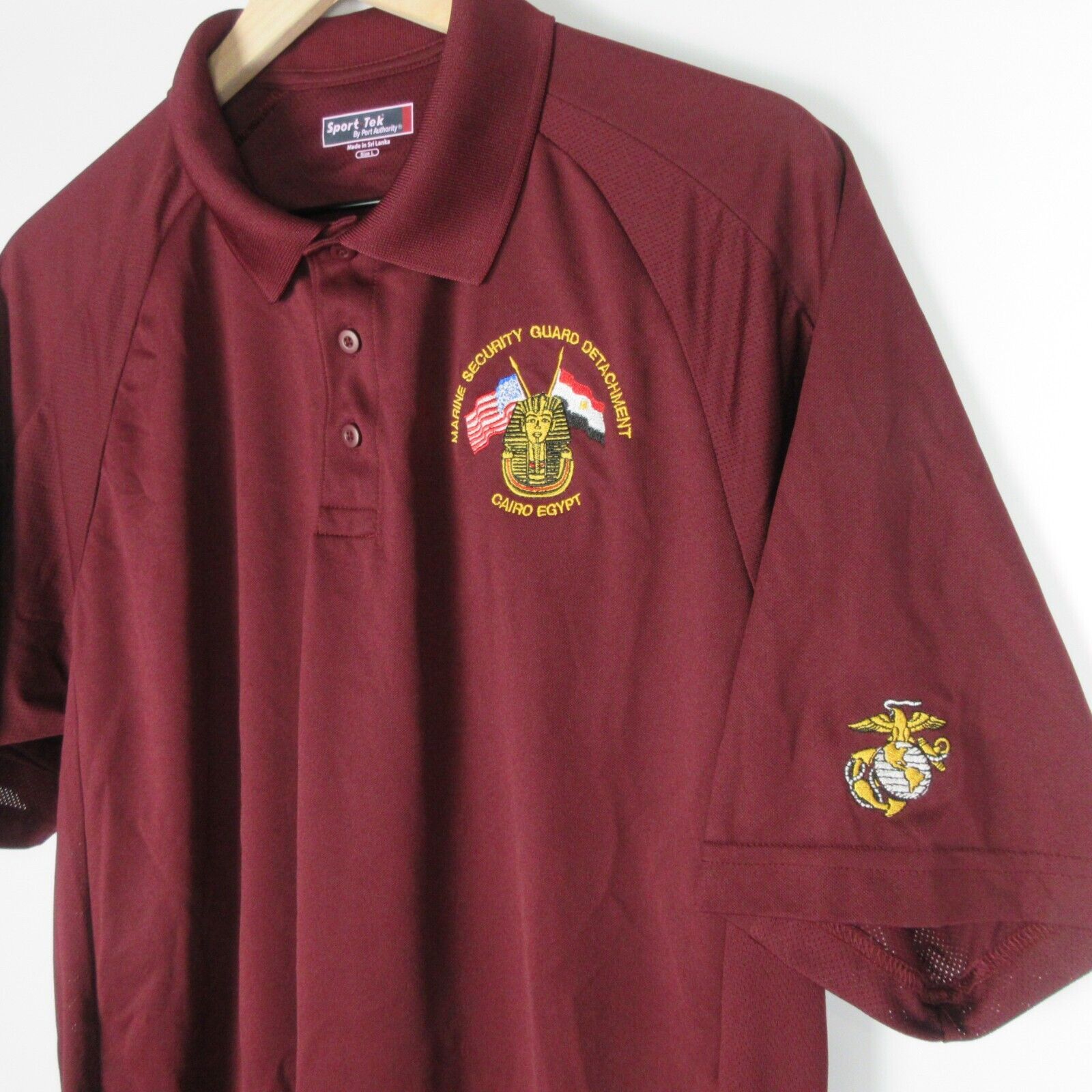 Marine Corps Retired Uniform Polo Shirt Adult Large Burgundy Egypt Short Sleeve