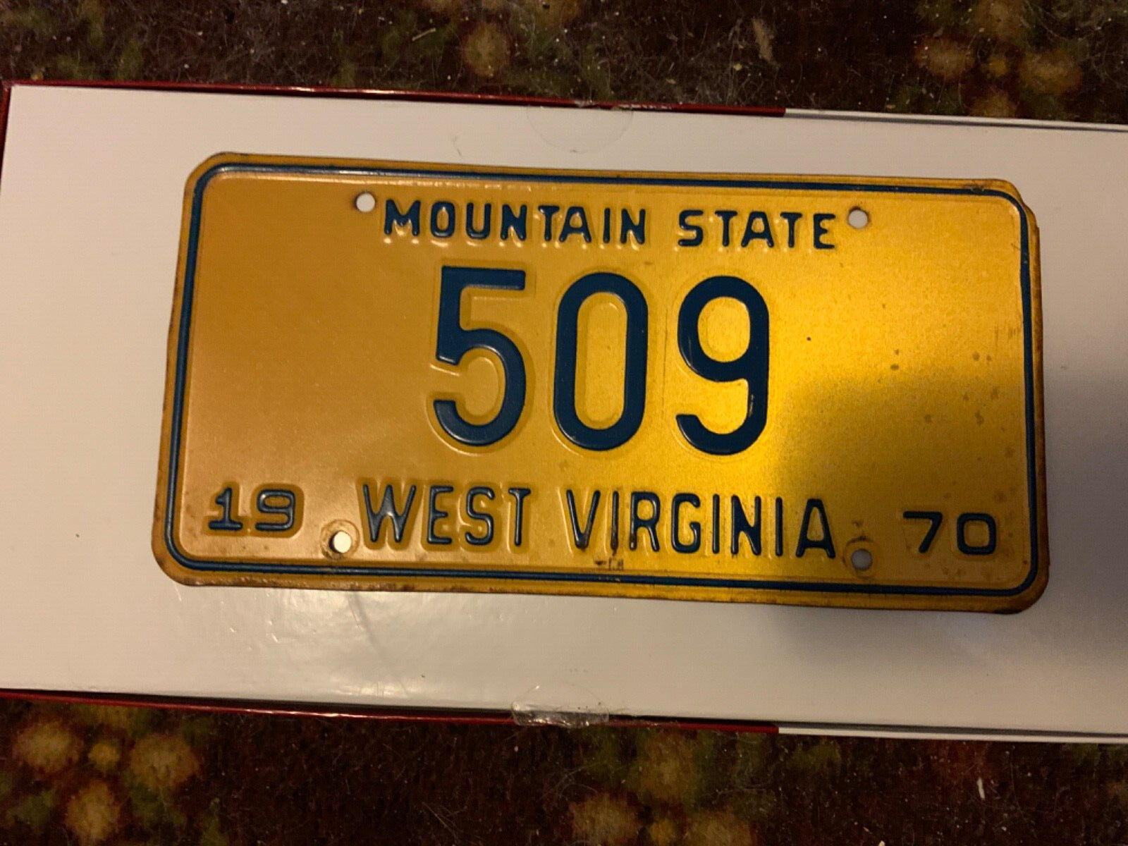 1970 West Virginia  License Plate Low # 509