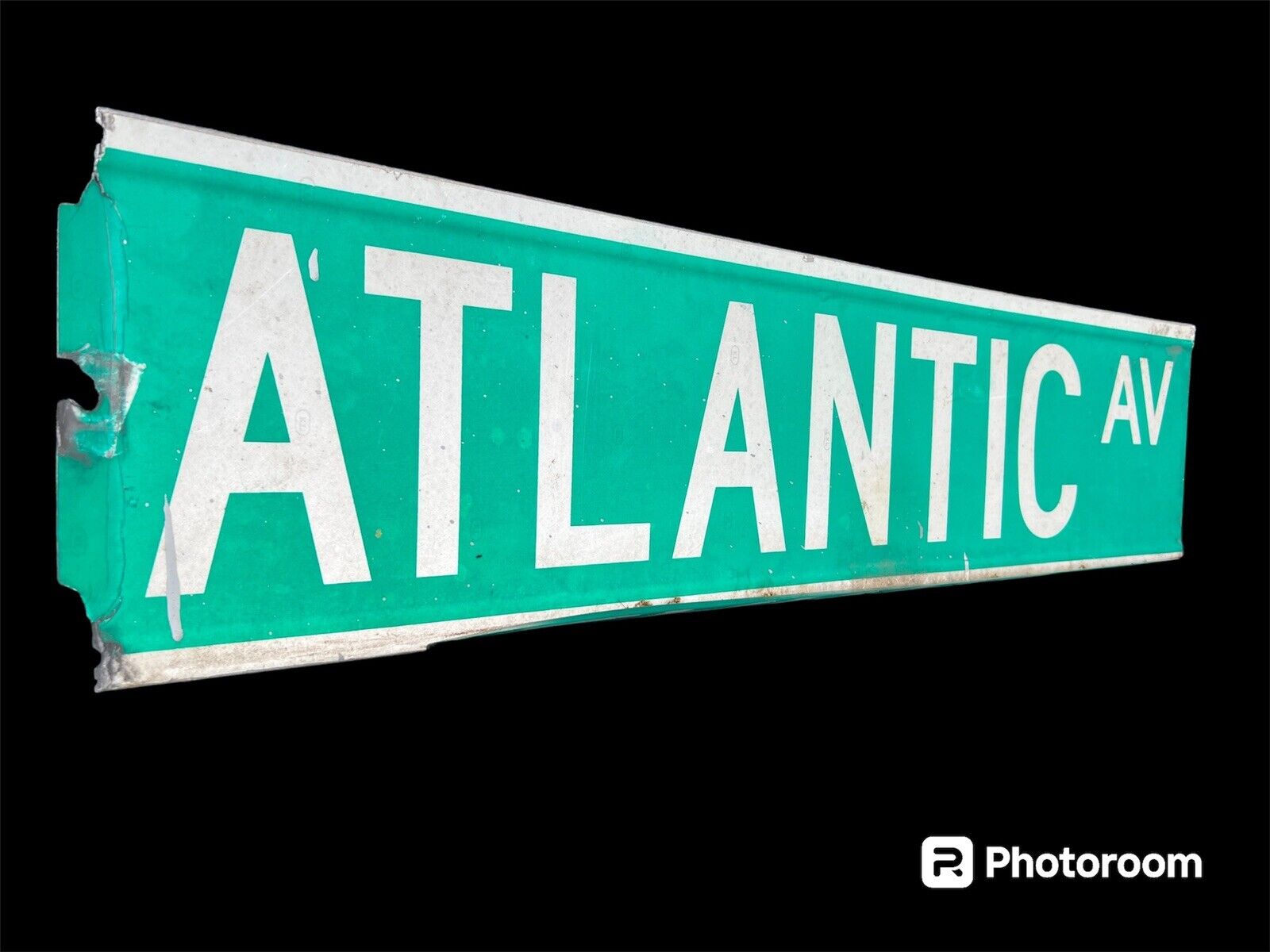 VINTAGE NYC NEW YORK CITY STREET SIGN BROOKLYN ATLANTIC AVE DOUBLE SIDED