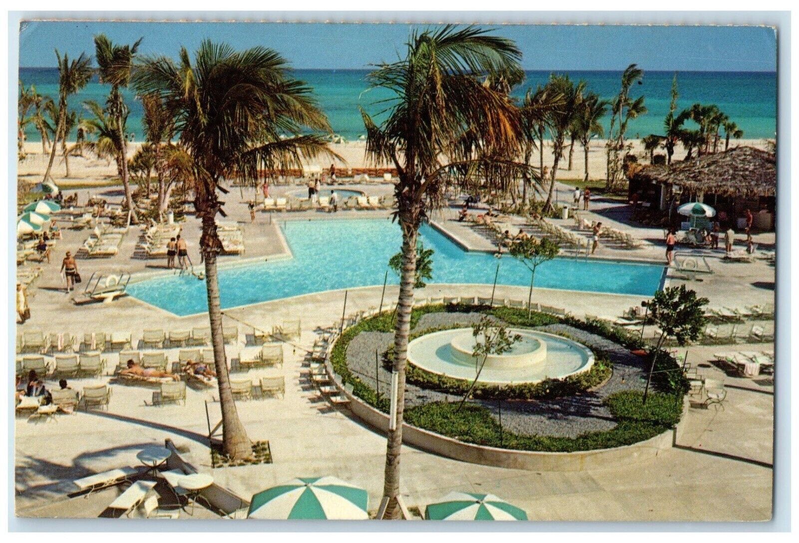 1969 Holiday Inn Pool Area Freeport Grand Bahama Vintage Posted Postcard