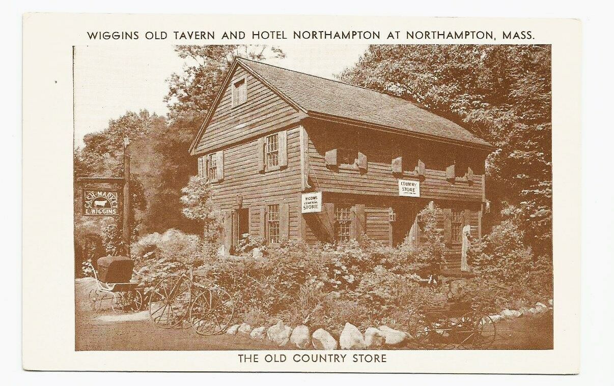 Northampton MA Postcard Massachusetts Wiggins Old Tavern and Hotel