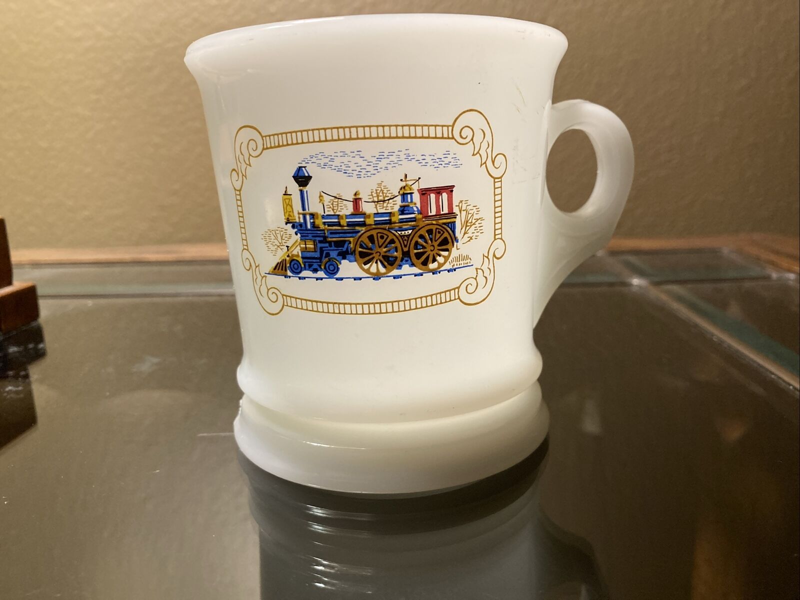 Vintage Avon Railroad Train Milk Glass Collectible Shaving Mug