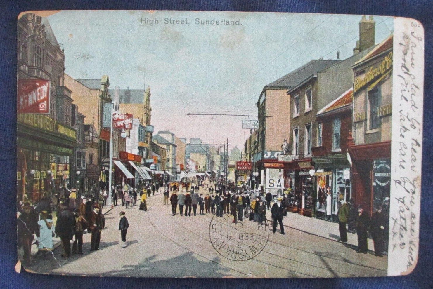 1905 Sunderland England High Street Postcard Used Somerton to US