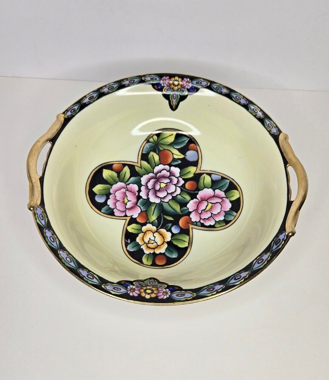 Hand Painted Floral Noritake Art Deco Japanese Vintage Fruit Serving Bowl