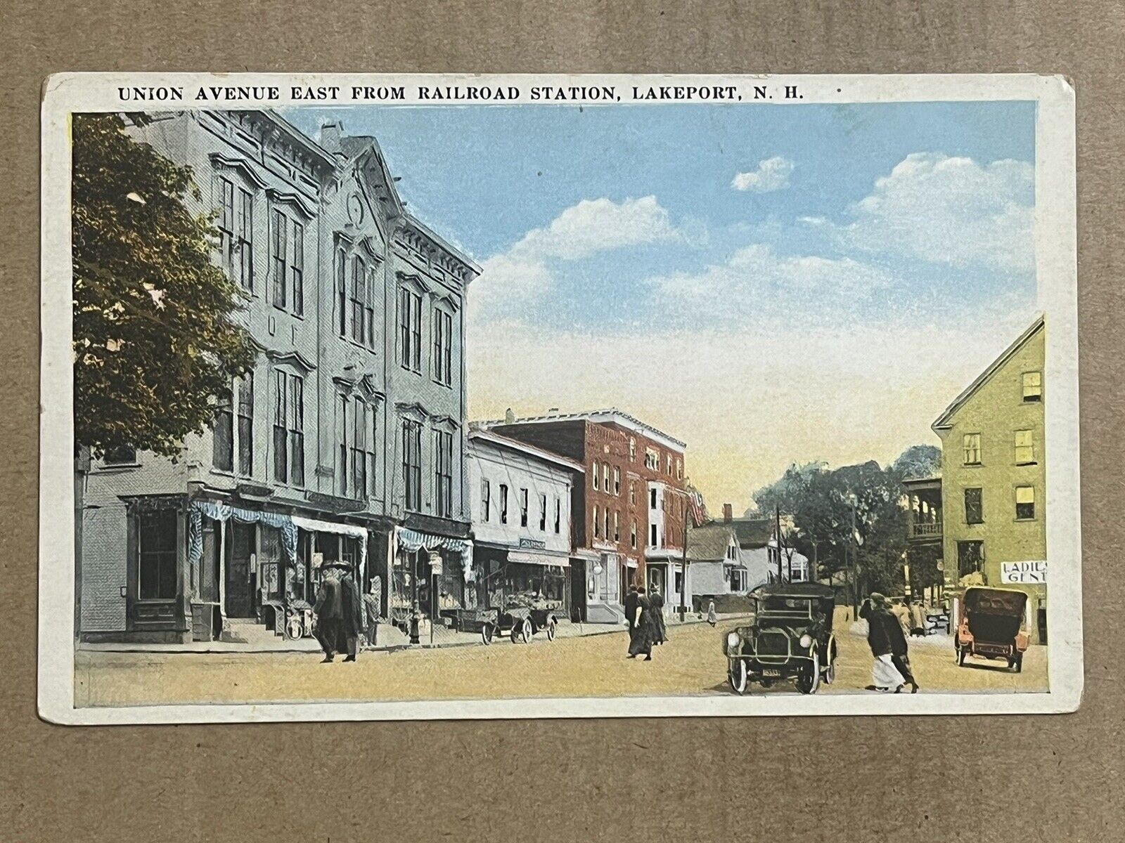 Postcard Lakeport NH New Hampshire Union Avenue From Railroad Station Vintage PC