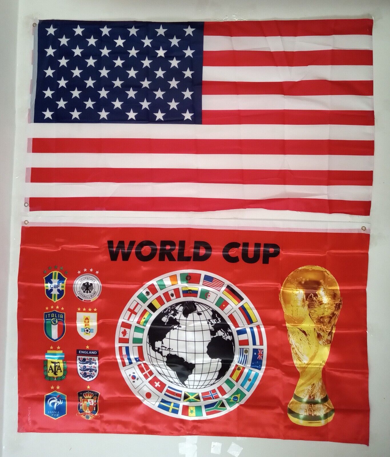1  USA FLAG + 1 GENERIC WORLD CUP FLAG (3X5 FT) $35