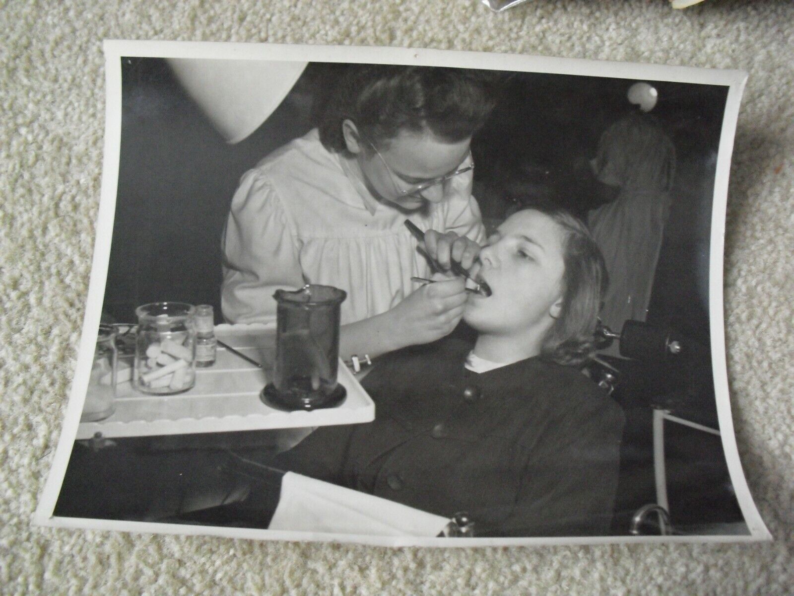 Unique Vintage 1940s Original Norman Weaver Photograph Lady Dentist with Girl