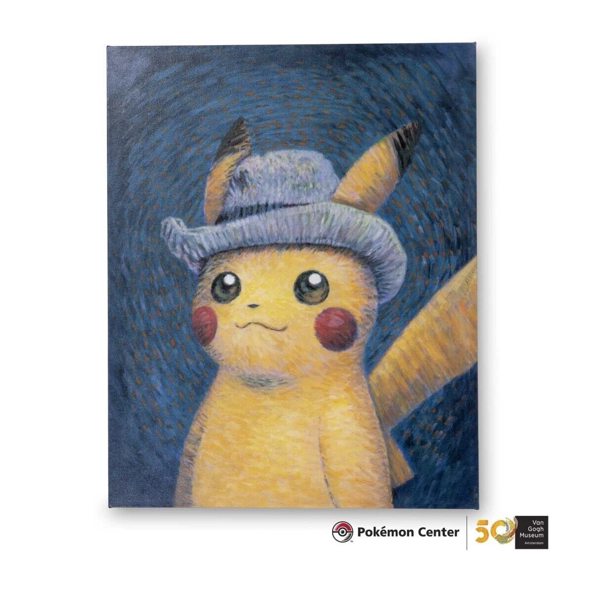 Pokémon Center x Van Gogh Pikachu Inspired by Self-Portrait Hat Canvas Wall Art