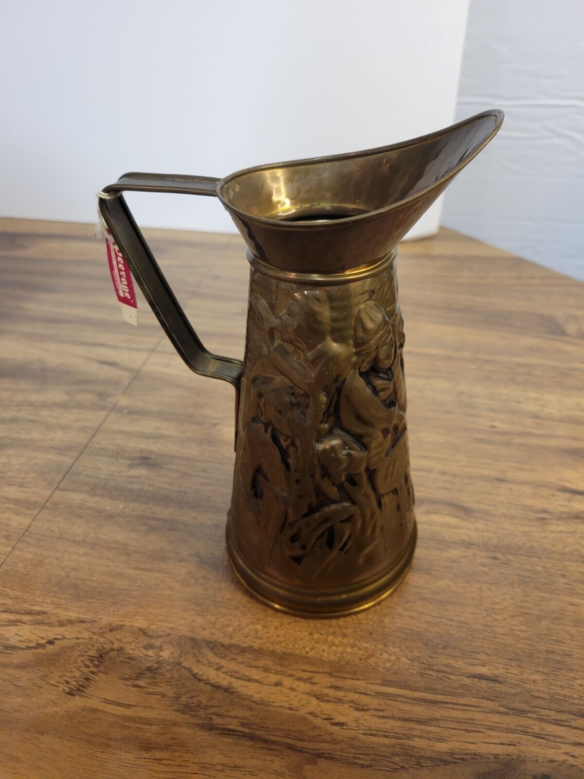Vintage Peerage Brass Embossed Pitcher- Made in England With Tags 