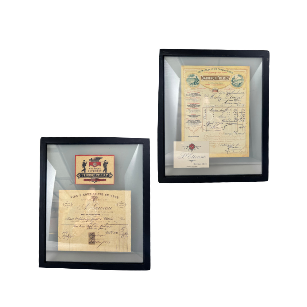 VTG Authentic Framed 1800's French Wine Collector's Receipt Decor Hanging  -2