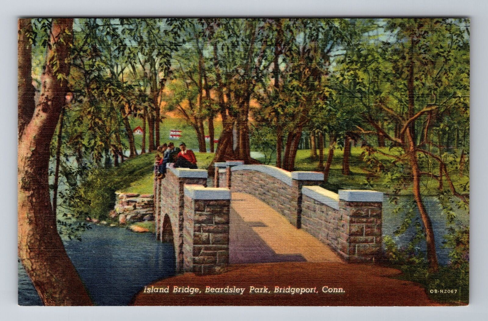 Bridgeport CT-Connecticut, Island Bridge, Beardsley Park, Vintage Postcard