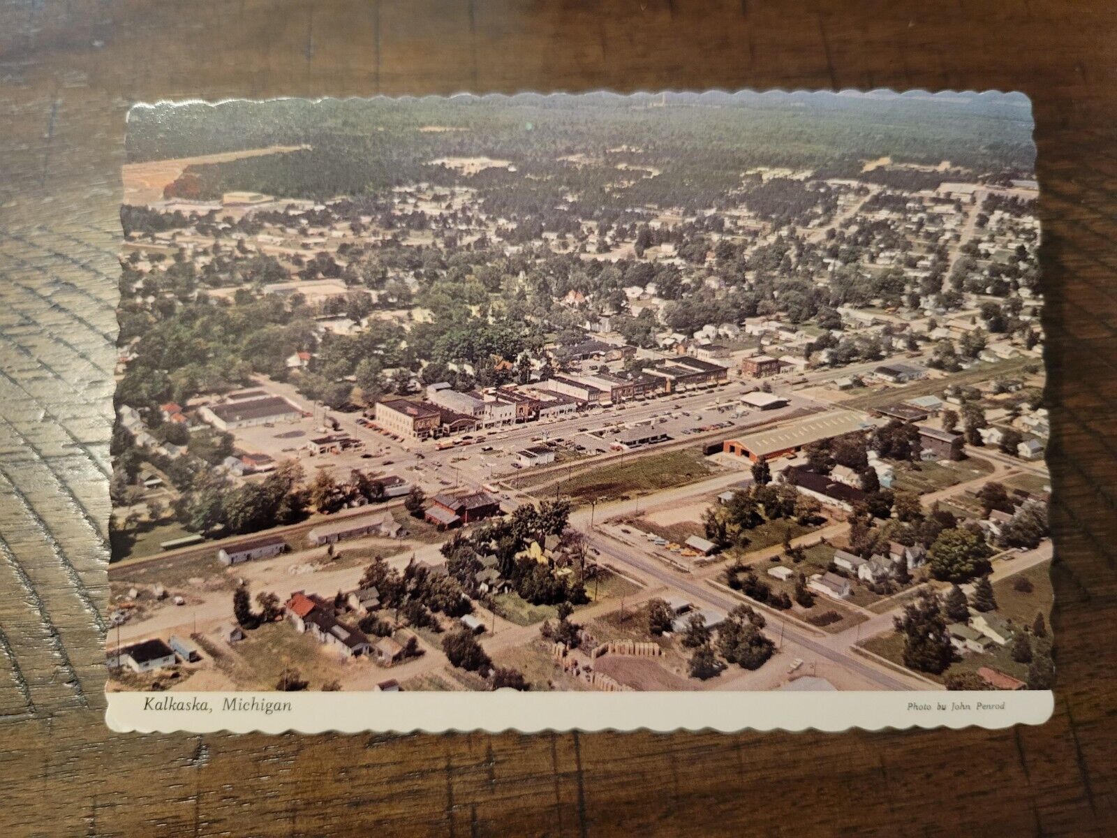 Postcard MI Michigan Kalkaska Aerial View